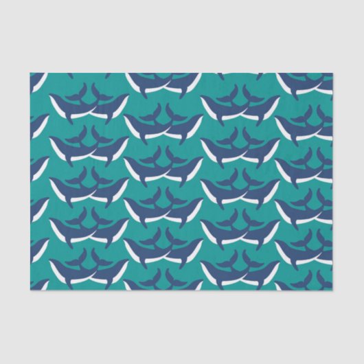 ホワイトブルーホエールシーアニマルグリーン海マリーン 薄葉紙 (正面)