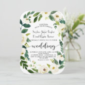 ホワイトブルーミングフローラリース結婚手書き 招待状 (スタンド正面)