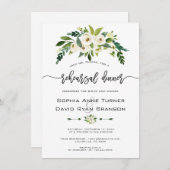 ホワイトブルーミングフローラ手書きリハーサルディナー 招待状 (正面/裏面)