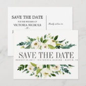 ホワイトブルーム | フラワールスティック ウェディング セーブ・ザ・デート 案内ポストカード (正面/裏面)