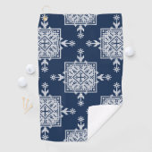 ホワイトブルーモザイクアステカパターンインディアンメキシコEth ゴルフタオル (インサイチュ)