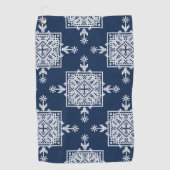 ホワイトブルーモザイクアステカパターンインディアンメキシコEth ゴルフタオル (正面)