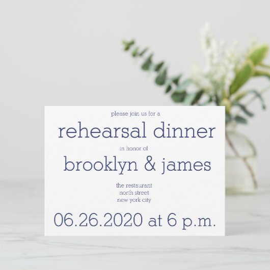 ホワイトブルーモダンのリハ結婚ーサル招待状 招待状 (スタンド正面)
