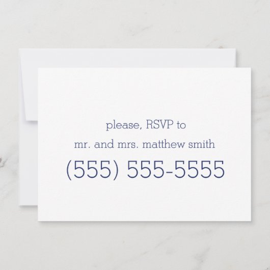 ホワイトブルーモダンのリハ結婚ーサル招待状 招待状 (裏面)