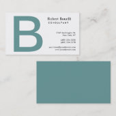 ホワイトブルーモダンモノグラム名刺 名刺 (正面/裏面)