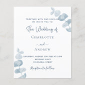 ホワイトブルーユーカリプトゥスバジェット結婚式招待状 (正面)