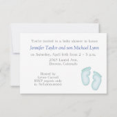 ホワイトブルー乳母車男の赤ちゃんシャワー 招待状 (裏面)