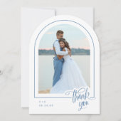 ホワイトブルー写真結婚のサンキューカード 招待状 (正面)