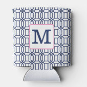 ホワイトブルー名門私立校風のオクタゴンモノグラムイニシャル 缶クーラー (裏面)