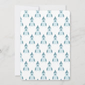 ホワイトブルー図解入りの、写真付きのロケット船ベイビーシャワー 招待状 (裏面)