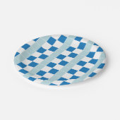 ホワイトブルー市松模様に ペーパープレート (アングル)