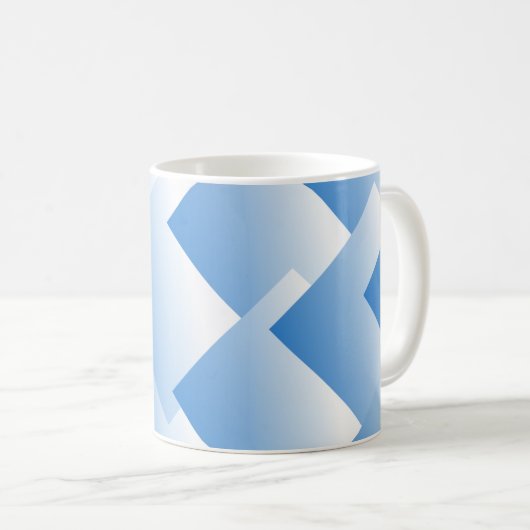 ホワイトブルー抽象芸術 コーヒーマグカップ (正面右)