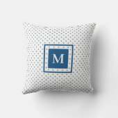 ホワイトブルー水玉模様パターモダンン クッション (裏面)