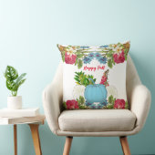 ホワイトブルー秋カボチャ水カラーフローラバラ クッション (椅子)