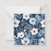 ホワイトブルー花ミニマルブライダルシャワーカード ノートカード (裏面)