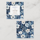 ホワイトブルー花ミニマルブライダルシャワーカード ノートカード (正面/裏面)