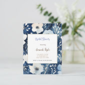 ホワイトブルー花ミニマルブライダルシャワーカード ポストカード (スタンド正面)