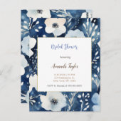 ホワイトブルー花ミニマルブライダルシャワーカード ポストカード (正面/裏面)