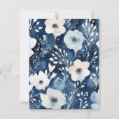 ホワイトブルー花ミニマルブライダルシャワーカード 出欠カード (裏面)