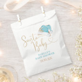 ホワイトブルー金ゴールドサンタハットクリスマスサンタベビー フェイバーバッグ (クリップ留めされた状態)