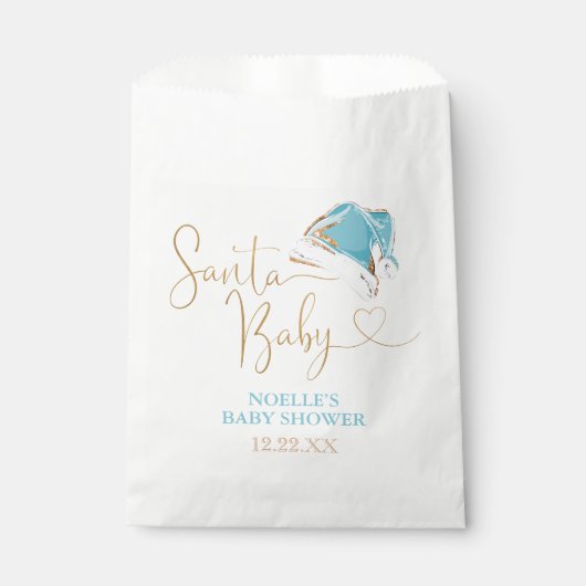 ホワイトブルー金ゴールドサンタハットクリスマスサンタベビー フェイバーバッグ