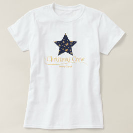 ホワイトブルー金ゴールドスターママカスタムマッチングクリスマス Tシャツ