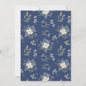 ホワイトブルー金ゴールド水彩フローラブライダルシャワー 招待状 (裏面)