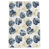 ホワイトブルー金ゴールド熱帯離れ ミディアムペーパーバッグ (裏面)