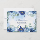 ホワイトブルー黒モダンサンキューカード サンキューカード (裏面)