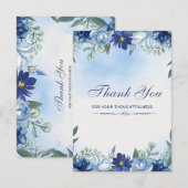 ホワイトブルー黒モダンサンキューカード サンキューカード (正面/裏面)
