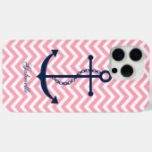 ホワイトブルー&ピンクジグザグパターンいかり Case-Mate iPhoneケース (裏面 (横))