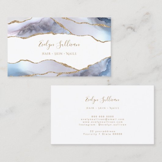 ホワイトブルーagate名刺 名刺 (正面/裏面)