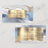 ホワイトブルーagate金ゴールドフォイルビジネスカード 名刺 (正面/裏面)
