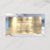 ホワイトブルーagate金ゴールドフォイルビジネスカード 名刺 (裏面)