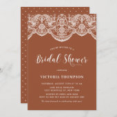 ホワイトブロケドレーステラコッタブライダルシャワー 招待状 (正面/裏面)