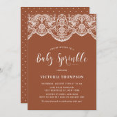 ホワイトブロケドレーステラコッタベビースパークル 招待状 (正面/裏面)