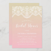ホワイトブロケードレースピンクグラデーションブライダルシャワー 招待状 (正面/裏面)