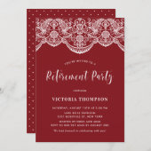 ホワイトブロケードレースレッドの退職パーティー 招待状 (正面/裏面)