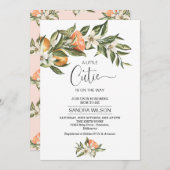 ホワイトブロッサムクレメンチンリトルかわいこちゃんベビーシャワー 招待状 (正面/裏面)