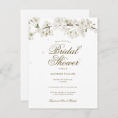 ホワイトブロッサムフローラブライダルシャワー招待 案内ポストカード (正面/裏面)