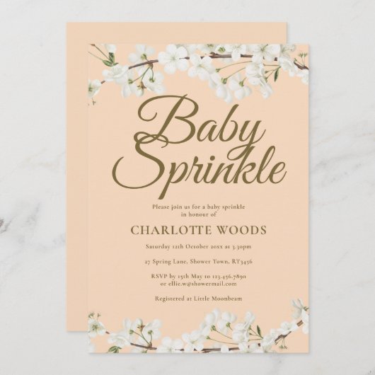 ホワイトブロッサムベビー散水男女兼用 招待状 (正面/裏面)