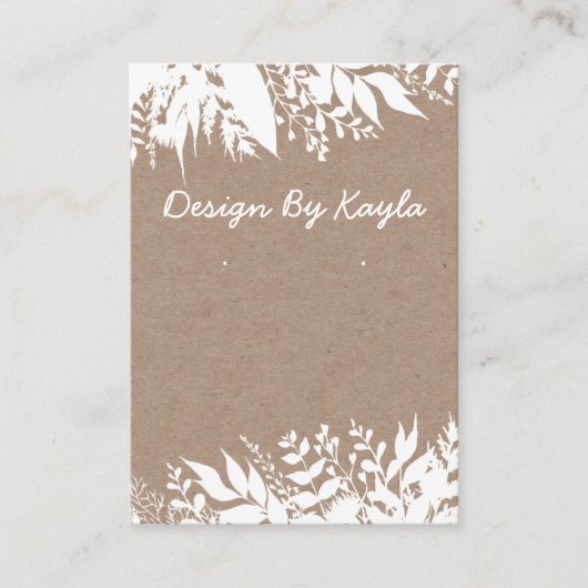 ホワイトブーケオンクラフトネックレス&イヤリングディスプレイ 名刺 (正面)