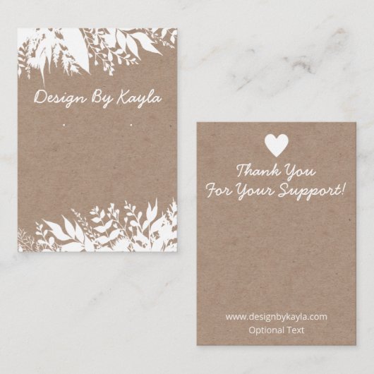 ホワイトブーケオンクラフトネックレス&イヤリングディスプレイ 名刺 (正面/裏面)