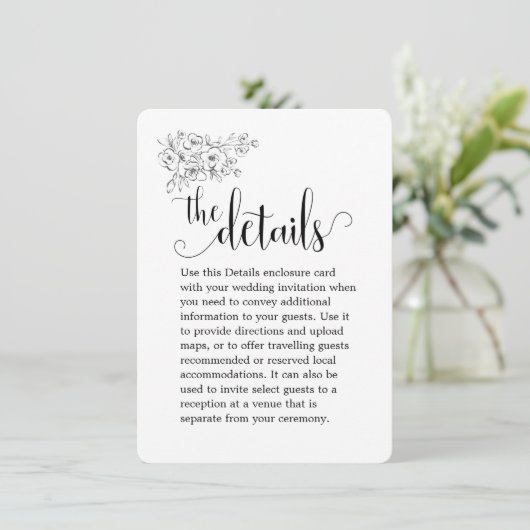 ホワイトブーケ私たちは書道の結婚詳細 エンクロージャーカード (スタンド正面)