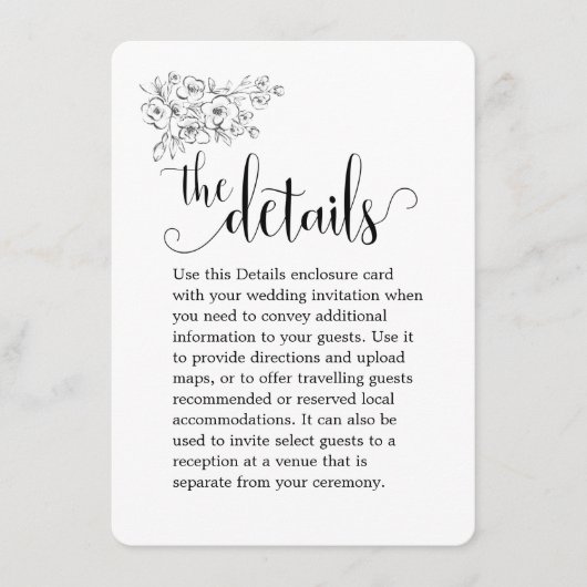 ホワイトブーケ私たちは書道の結婚詳細 エンクロージャーカード (正面)