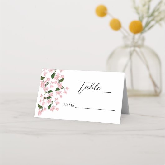 ホワイトブーゲンビリーフラワーフォールディング座席表 プレイスカード (正面)