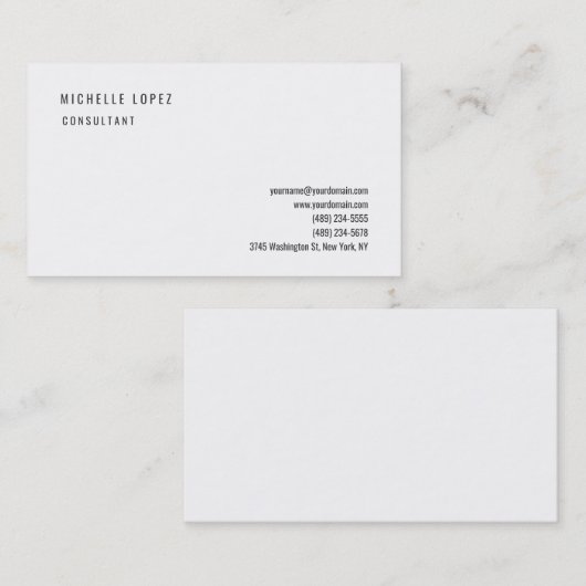 ホワイトプクラシカルライエレガントンプロフェッショナル 名刺 (正面/裏面)