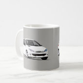 ホワイトプジョー206 GTi x 2画像 コーヒーマグカップ (正面左)