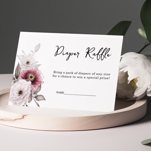 ホワイトプラムフローラおむつラッフルベビーシャワー エンクロージャーカード