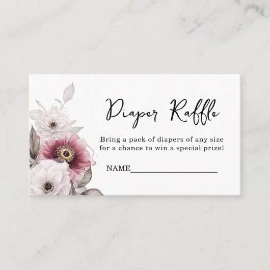 ホワイトプラムフローラおむつラッフルベビーシャワー エンクロージャーカード (正面)